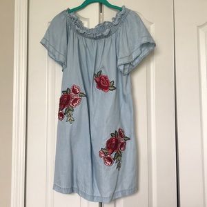 Off the shoulder denim dress